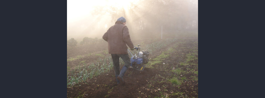 soeur qui travaille la terre